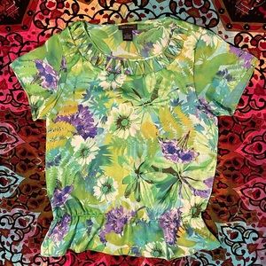 Satin Floral Peplum Top